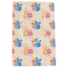 かわいい誕生日の動物ミディアム抱き枕 ミディアムペーパーバッグ