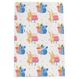 かわいい誕生日の動物 ミディアムペーパーバッグ