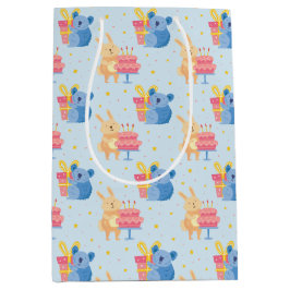 かわいい誕生日の動物 ミディアムペーパーバッグ