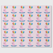 かわいい誕生日の女の子のピンクのベビーのトリケラトプスディーノ ラッピングペーパー (フラット)