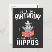 かわいい誕生日の女の子男の子ヒポポタマス好き ポストカード (正面/裏面)