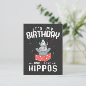 かわいい誕生日の女の子男の子ヒポ好き ポストカード (スタンド正面)