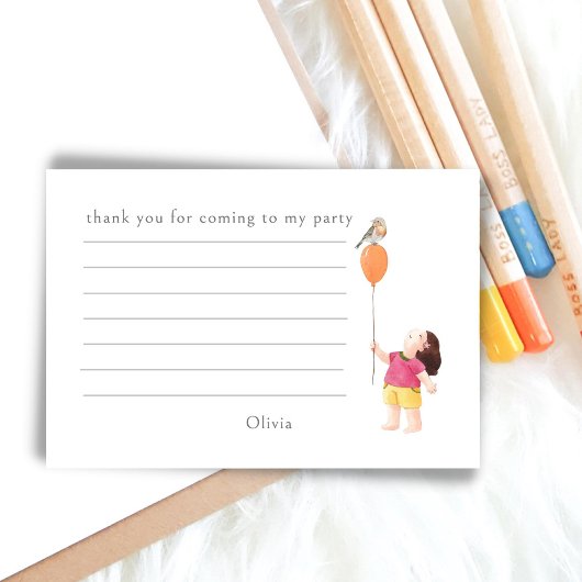 かわいい誕生日の子供パーティーの女の子の風船感謝カード ポストイット