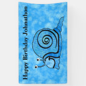かわいい誕生日の微笑の漫画のかたつむりの青パターン 横断幕 (縦)