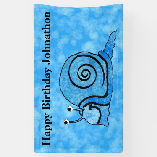 かわいい誕生日の微笑の漫画のかたつむりの青パターン 横断幕 (縦)