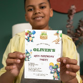 かわいい誕生日の恐竜子供の誕生日パーティー招待状 セーブザデート