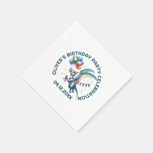 かわいい誕生日の恐竜 スタンダードカクテルナプキン (角)
