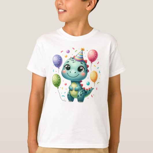 かわいい誕生日の恐竜 Tシャツ (正面)