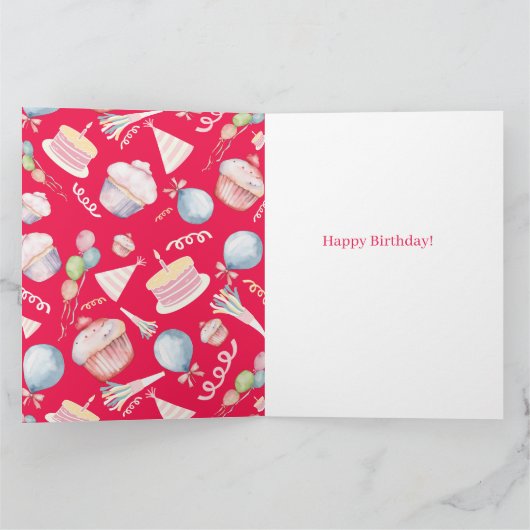 かわいい誕生日の折り畳みグリーティングカード カード (内部)