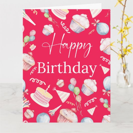 かわいい誕生日の折り畳みグリーティングカード カード (黄色い花)