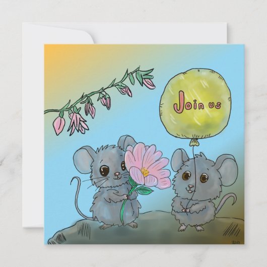 かわいい誕生日の招待 招待状 (正面)