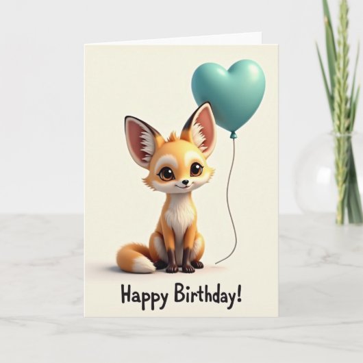 かわいい誕生日の狐のカード カード (正面)