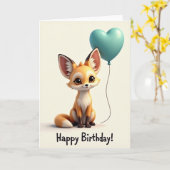 かわいい誕生日の狐のカード カード (黄色い花)