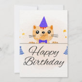 かわいい誕生日の猫のグリーティングカード カード (正面)