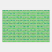 かわいい誕生日の緑3枚の写真任意の年齢の追加の名前 ラッピングペーパーシート (正面2)