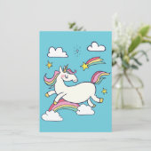 かわいい誕生日の落書き レインボーユニコーンと星 招待状 (スタンド正面)