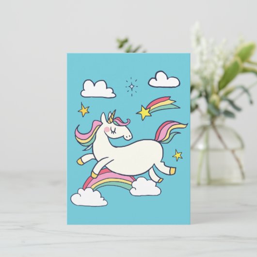 かわいい誕生日の虹の一角星。 招待状 (スタンド正面)