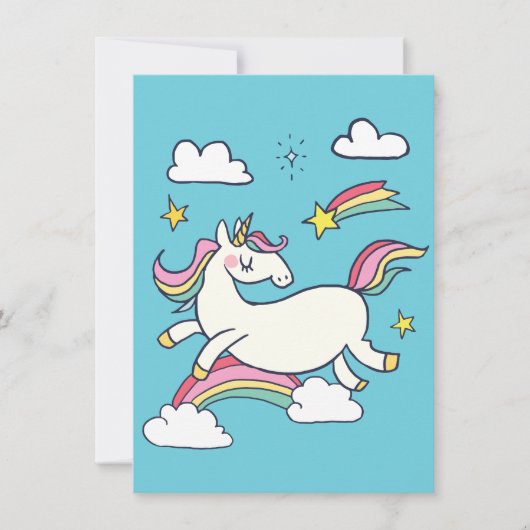 かわいい誕生日の虹の一角星。 招待状 (正面)