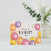 かわいい誕生日の風船のコンフェッティ 現代的 ポストカード (スタンド正面)