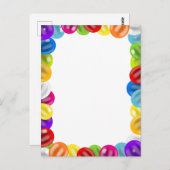 かわいい誕生日の風船の境界線カラフル ポストカード (正面/裏面)