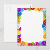 かわいい誕生日の風船枠カラフル ポストカード (正面/裏面)