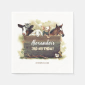 かわいい誕生日を描く動物たち スタンダードカクテルナプキン (正面)