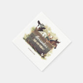 かわいい誕生日を描く動物たち スタンダードカクテルナプキン (角)