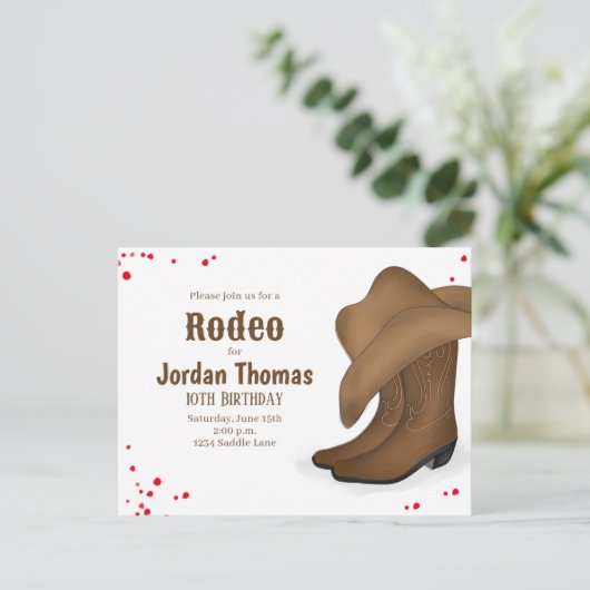 かわいい誕生日カウボーイロデオシンプルレッドバンダナ ポストカード (スタンド正面)