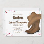 かわいい誕生日カウボーイロデオレッドバンダナQRコード 招待状 (正面)