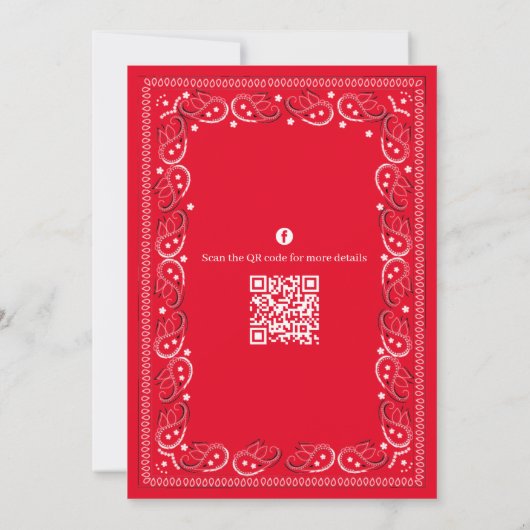 かわいい誕生日カウボーイロデオQRコードソーシャルメディア 招待状 (裏面)