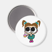 かわいい誕生日カップケーキガール、デザインby LanaToons マグネット (正面/裏面)