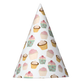 かわいい誕生日カップケーキ柄 パーティーハット