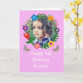 かわいい誕生日カードキッズ女の子の蝶の写真 カード (黄色い花)