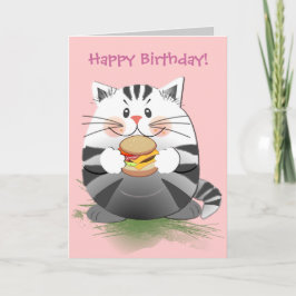 かわいい誕生日カード「ハンバーガー猫」 カード