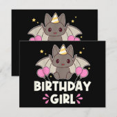 かわいい誕生日ガールこうもりグラフィック (正面/裏面)