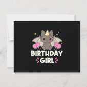 かわいい誕生日ガールこうもりグラフィック 出欠カード (裏面)