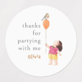 かわいい誕生日キッズパーティーガールサンキューステッカー ラベル (デザイン1)