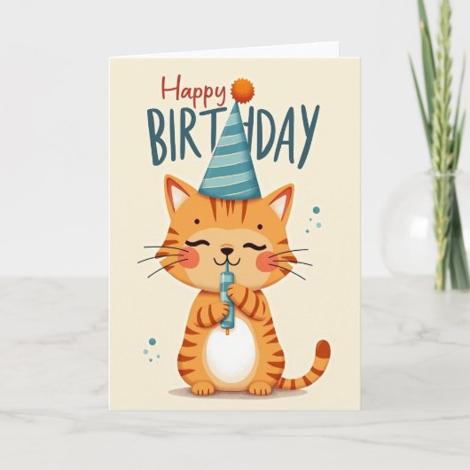 かわいい誕生日キティのイラストカード カード (正面)