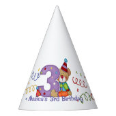 かわいい誕生日クマ年齢3パーティー帽子 パーティーハット (正面)