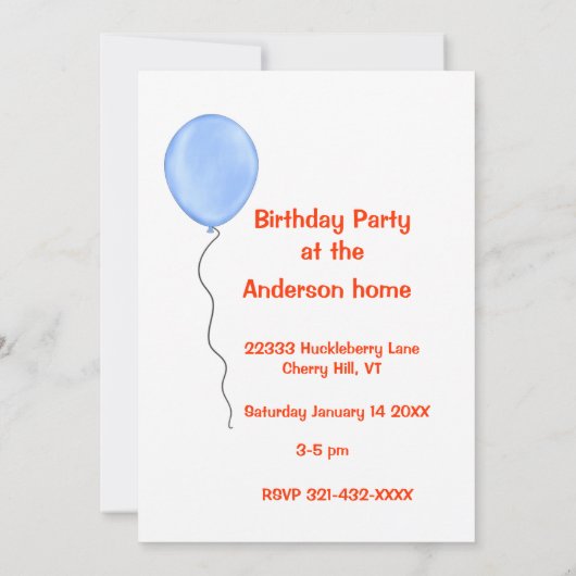 かわいい誕生日クマ 1歳 招待状 (裏面)