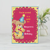 かわいい誕生日クマ 5歳 招待状 (スタンド正面)