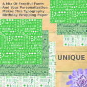 かわいい誕生日グリーン任意の年齢を追加子供名 ラッピングペーパーシート