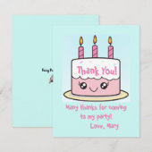 かわいい誕生日ケーキのサンキューカード サンキューカード (正面/裏面)