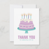かわいい誕生日ケーキの子供たちのパーティー サンキューカード (正面)