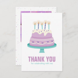 かわいい誕生日ケーキの子供たちのパーティー サンキューカード