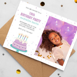かわいい誕生日ケーキの子供パーティー 招待状