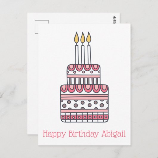 かわいい誕生日ケーキ - カラフルな子供の誕生日 ポストカード (正面/裏面)