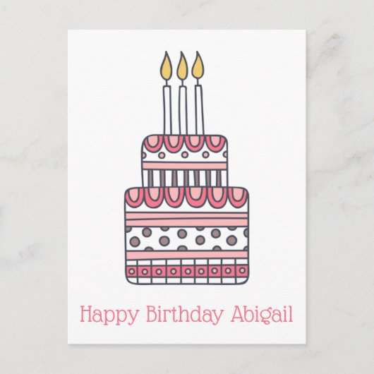 かわいい誕生日ケーキ - カラフルな子供の誕生日 ポストカード (正面)