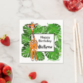 かわいい誕生日サファリの動物 |熱帯林 スタンダードカクテルナプキン (インサイチュ)