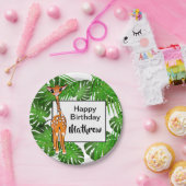 かわいい誕生日サファリの動物 |熱帯林 ペーパープレート (パーティー)